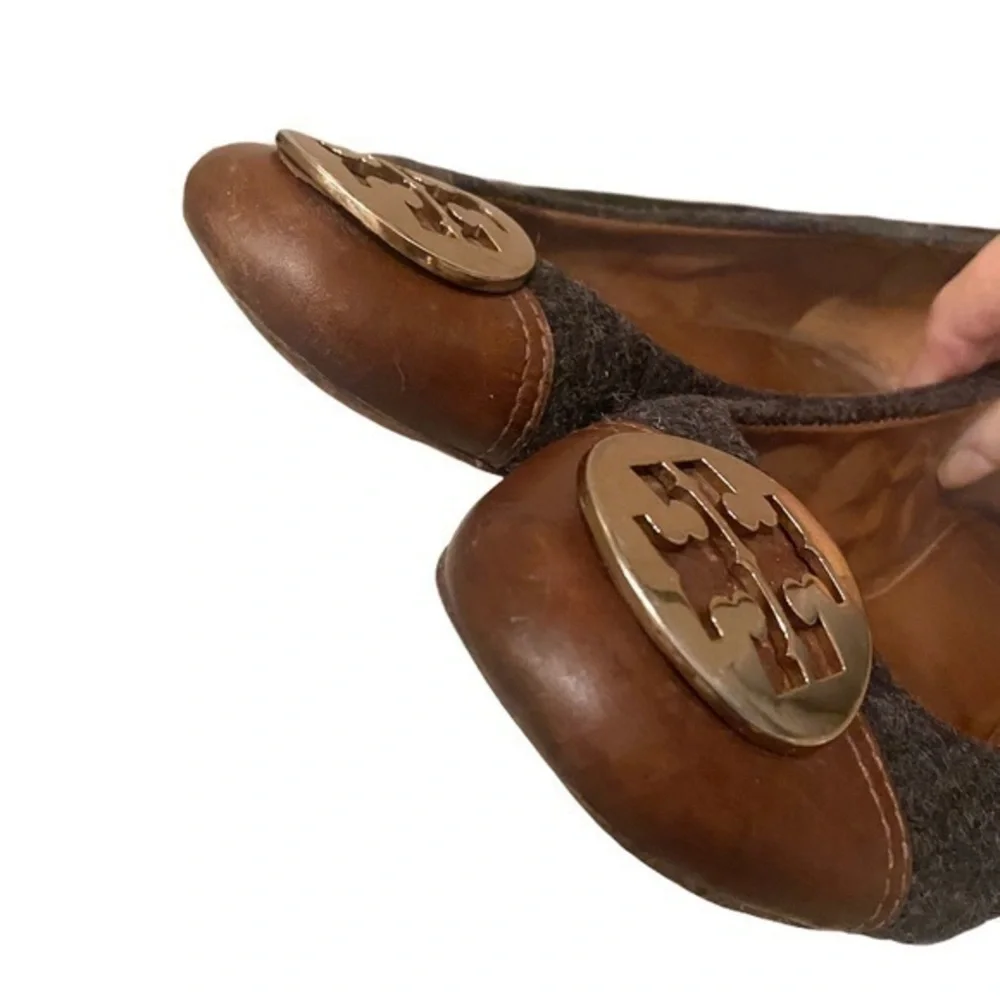 Tory Burch Parker Ballet‎ Gray Brown Wool Slip On Flats